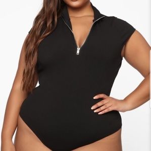 Mock neck body suit with zipper